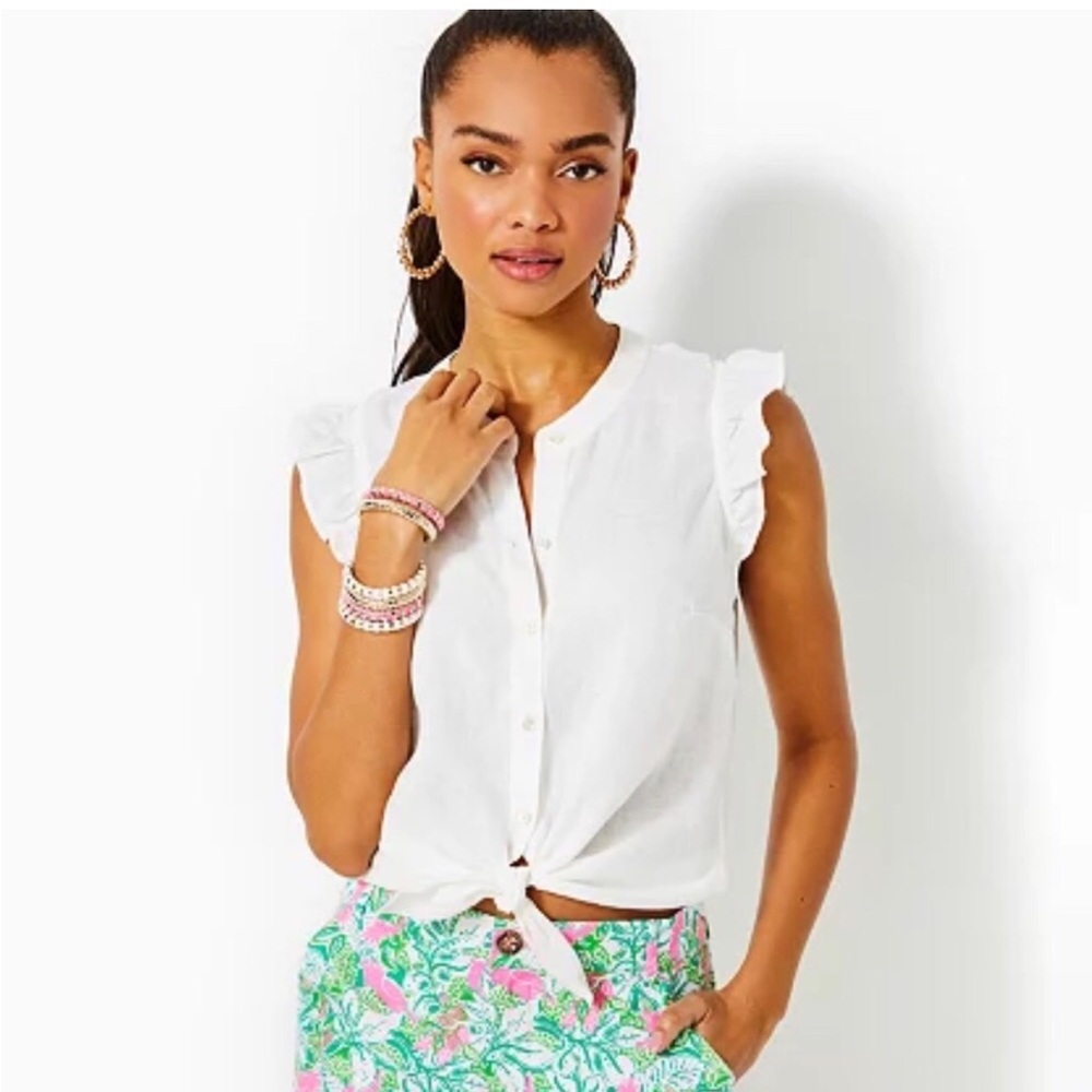 NWT Lilly Pulitzer Briette White Button Down XL